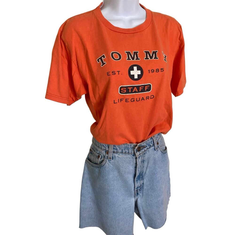 Vintage Y2k Tommy Hilfiger Tommy Lifeguard Beach 90s Summer Orange T Shirt